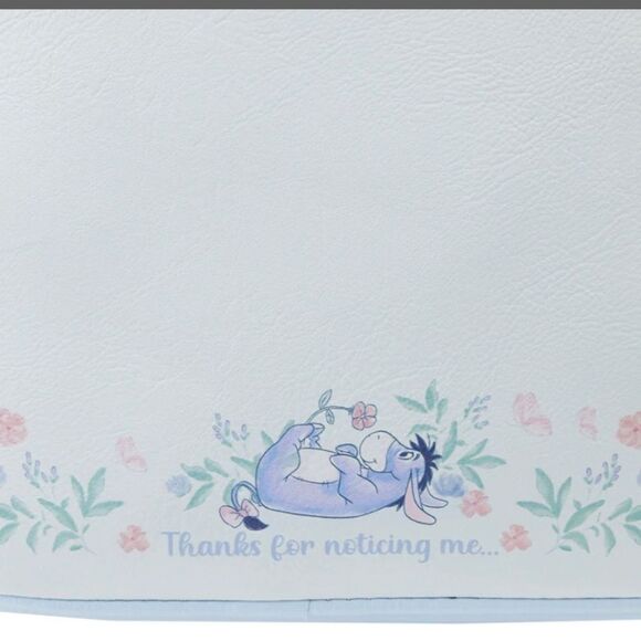 🌸🌺 LOUNGEFLY X DISNEY EEYORE MINI BACKPACK HANDBAG FLORAL LIGHT BLUE - Picture 6 of 7